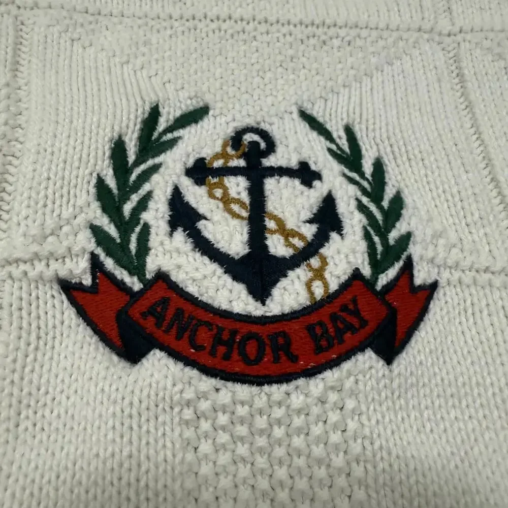 Vintage Expressions International Anchor Bay Knit White Sweater Mens Sz LG USA - Picture 2 of 6